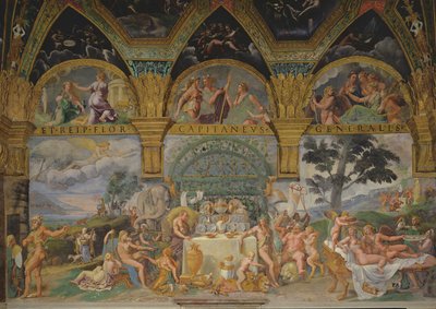 Il nobile banchetto che celebra il matrimonio di Cupido e Psiche dalla Sala di Amore e Psiche, 1527-31 da Giulio Romano